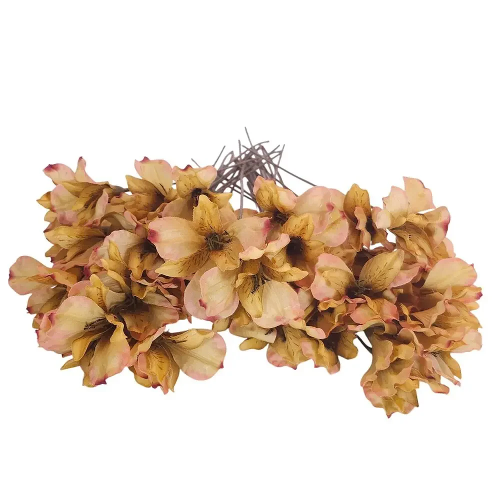 Artificial Silk Flower Stems Beige Purple Floral Craft Wedding Decor Lot of 53